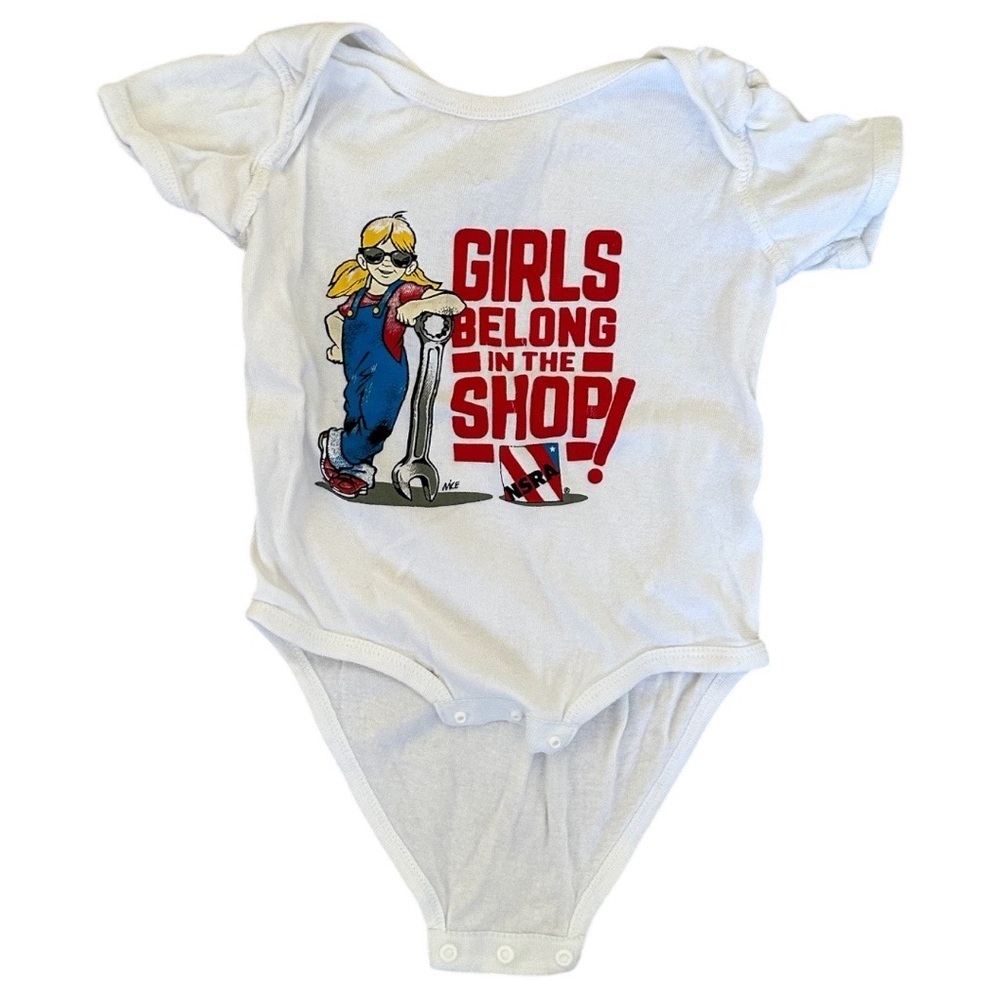 Girls Belong in the Shop NSRA Graphic Onesie 18 M Baby Girl Rabbit Skins Apparel